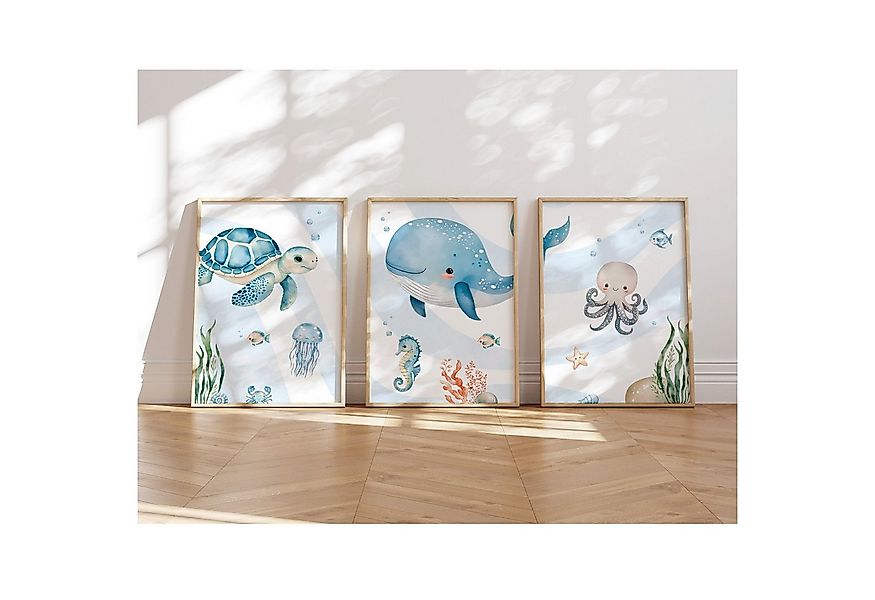 MeinBaby123® Poster Kinderzimmer Meerestiere,  Kinderzimmer Deko, Kinderzim günstig online kaufen
