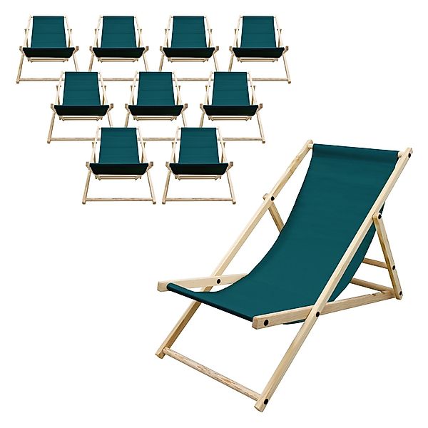 ECD Germany 10Er Set Liegestuhl Klappbar Dunkelgrün Holz 3 Positionen bis 1 günstig online kaufen