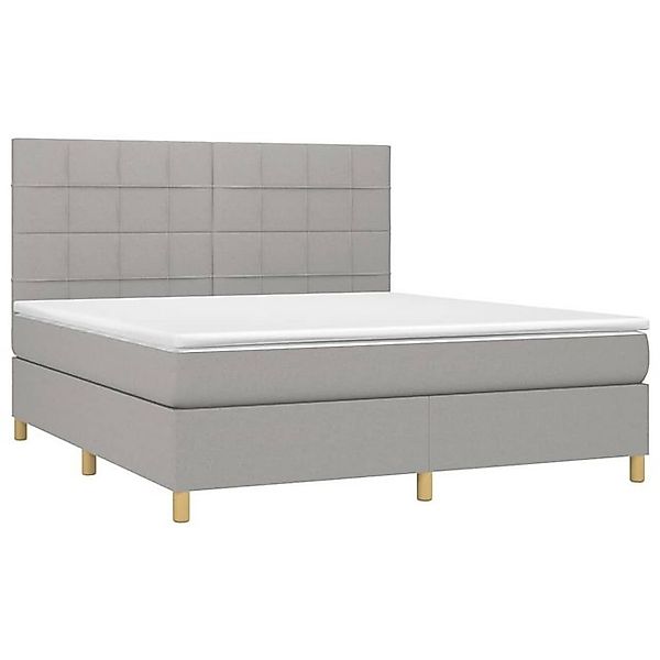 vidaXL Bett Boxspringbett mit Matratze & LED Hellgrau 180x200 cm Stoff günstig online kaufen