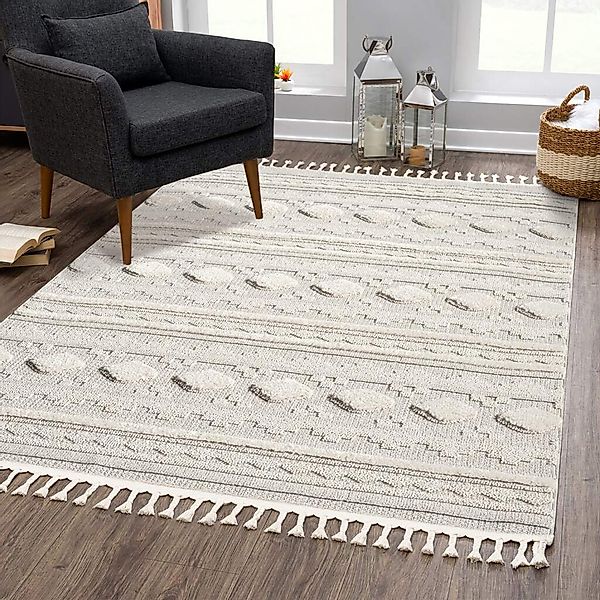 Carpet City Hochflor-Teppich "VALENCIA 930" rechteckig 20 mm Höhe Boho-Stil günstig online kaufen