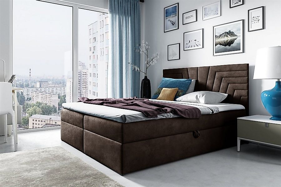 Fun Möbel Boxspringbett Boxspringbett Schlafzimmerbett LAZARO Nr.4 in Stoff günstig online kaufen