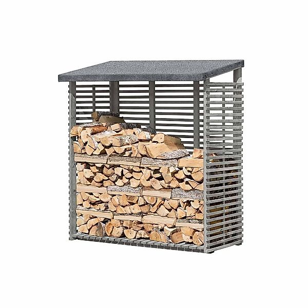 Gartenpirat Kaminholzregal mit Rückwand in grau günstig online kaufen