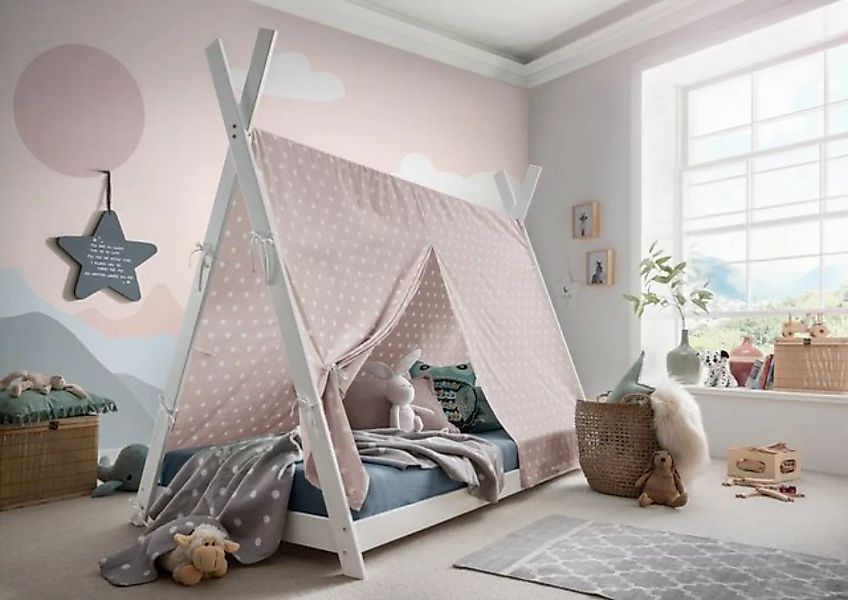 Trebela Einzelbett Infanskids Tipi Bett Pinocchio 90x200 mit Stoffdach und günstig online kaufen