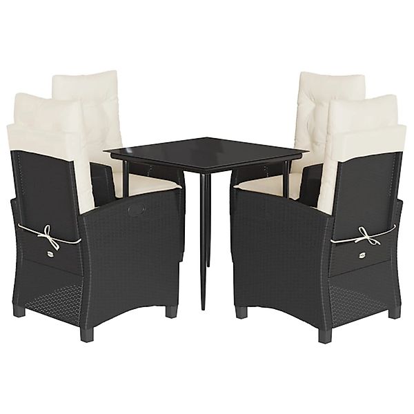 vidaXL 5-Tlg Garten-Essgruppe mit Kissen Schwarz Poly Rattan 3212723 günstig online kaufen