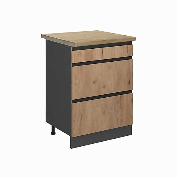 Vicco Unterschrank R-Line, Goldkraft Eiche/Anthrazit, 60 cm mit Schubladen, günstig online kaufen