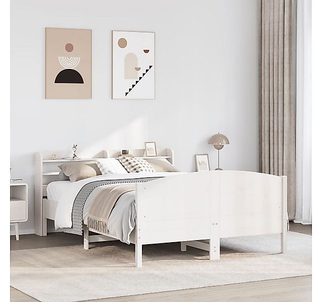 vidaXL Bett, Massivholzbett ohne Matratze Weiß 120x190 cm Kiefernholz günstig online kaufen