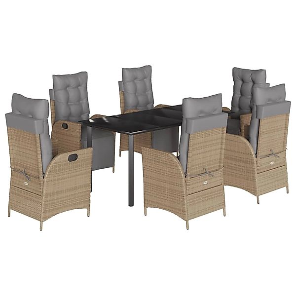 vidaXL 7-Tlg Garten-Essgruppe mit Kissen Beigemischung Poly Rattan 3213459 günstig online kaufen