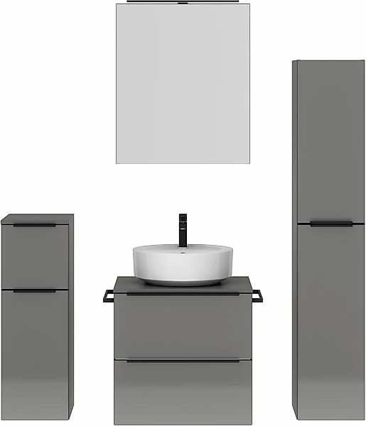 nobilia Badmöbel-Set, (4 St., vormontiert, mit Soft-Close), inkl. Spiegelsc günstig online kaufen