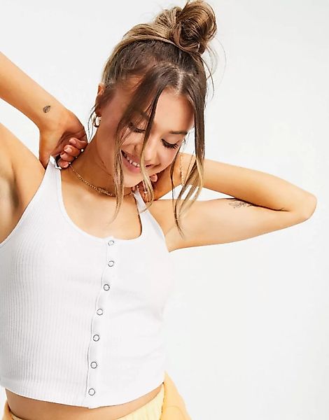 New Look – Trägertop in Weiß mit Druckknöpfen vorne günstig online kaufen