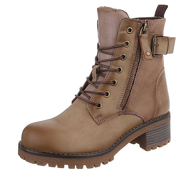 Ital-Design Damen Stiefel mit Reißverschluss und Schnürung Schnürstiefelett günstig online kaufen