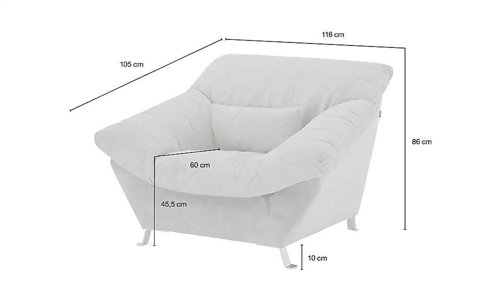 Sessel  Cher ¦ grau ¦ Maße (cm): B: 118 H: 86 T: 105.0 Polstermöbel > Sesse günstig online kaufen