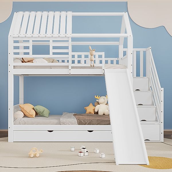 Flieks Etagenbett, Hausbett Kinderbett 90x200cm mit günstig online kaufen