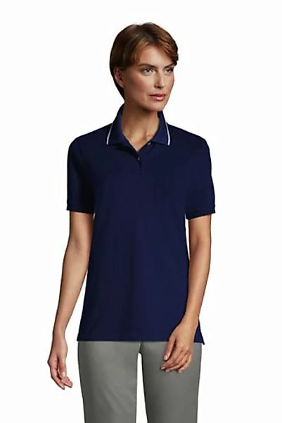 Piqué-Poloshirt, Damen, Größe: L Normal, Blau, Baumwolle, by Lands' End, Ti günstig online kaufen