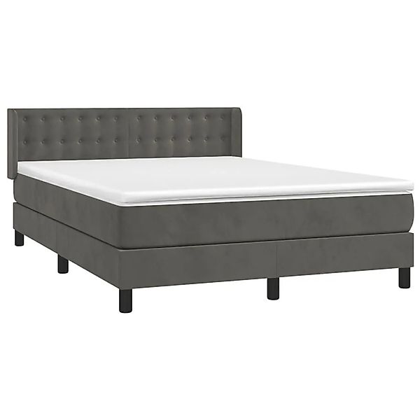 vidaXL Boxspringbett mit Matratze Dunkelgrau 140x200 cm Samt 3131202 günstig online kaufen
