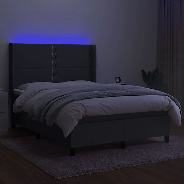 vidaXL Boxspringbett mit Matratze & LED Dunkelgrau 140x200 cm Stoff 3138238 günstig online kaufen