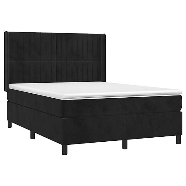 vidaXL Boxspringbett mit Matratze & LED Schwarz 140x200 cm Samt 3139687 günstig online kaufen