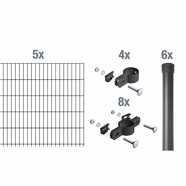 Metallzaun Grund-Set Einstabmatte Anthrazit z. Einbetonieren 75 cm  x 1000 günstig online kaufen