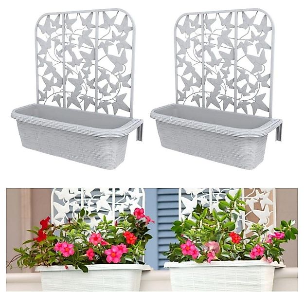 GarPet Blumenkasten 2x Balkonkasten mit Spalier Blumen Kasten 60 Rattan Gel günstig online kaufen