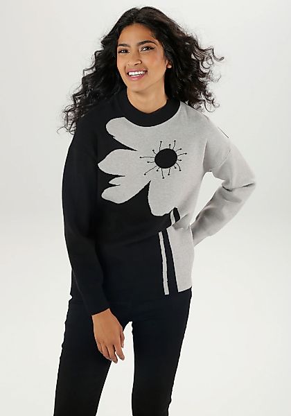 Aniston SELECTED Strickpullover, mit plakativem Blumendessin günstig online kaufen