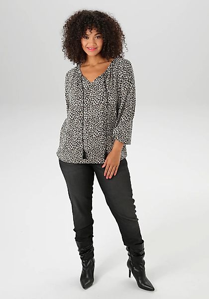 Aniston PLUS Langarmshirt mit modischen Leoprint günstig online kaufen