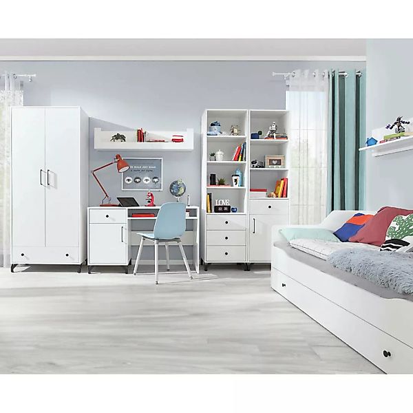 Jugendzimmer Set Bett Liegefläche 90x200cm weiß BEND-133, 7-teilig, modern günstig online kaufen