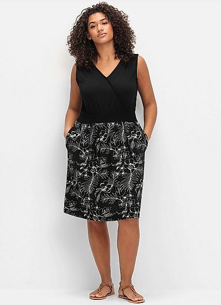 Sheego Etuikleid Jerseykleid Ärmellos in Wickeloptik, mit Cut-out hinten günstig online kaufen