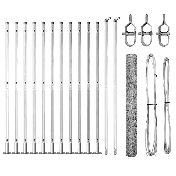 vidaXL Zaun mit Pfosten Silber 1,2 x 25 m PVC-beschichteter Stahl 3353804 günstig online kaufen