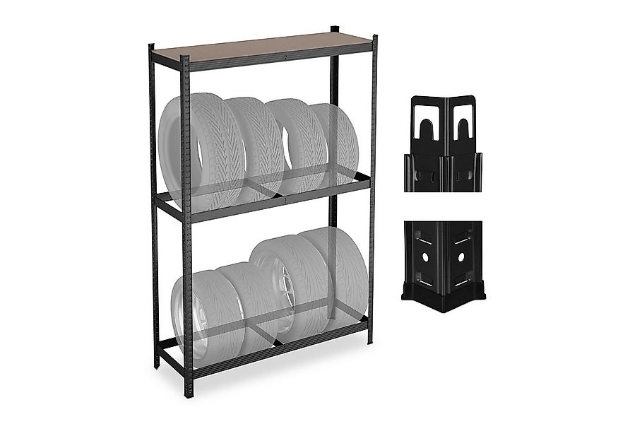 relaxdays Schwerlastregal Reifenregal für 8 Reifen, schwarz günstig online kaufen