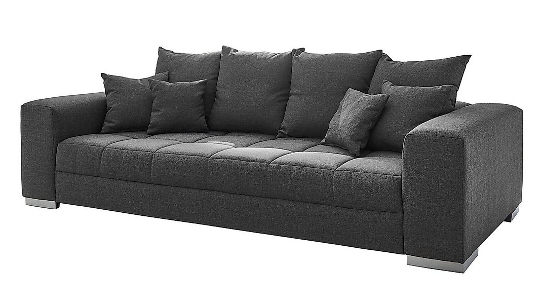 Massivart® Big-Sofa Stoff grau 254 cm / Nosagfederung / 4-Sitzer / BORNEO, günstig online kaufen