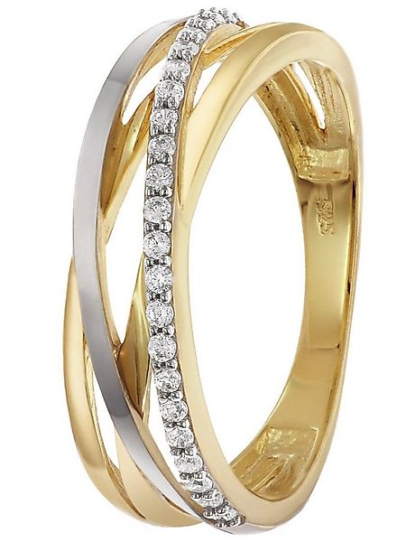 trendor Silberring Damenring 925 Silber Vergoldet Bicolor Zirkonia-Ring günstig online kaufen