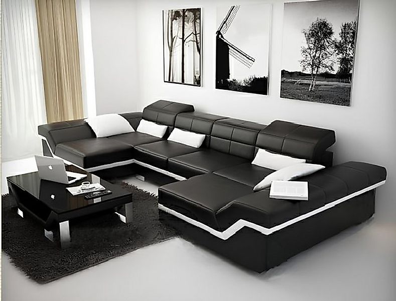 JVmoebel Wohnlandschaft XXL Ledersofa mit USB Ecksofa Wohnlandschaft Big Co günstig online kaufen