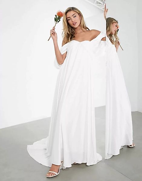 ASOS EDITION – Jasmine – Hochzeitskleid mit Raffung an der Brust und drapie günstig online kaufen