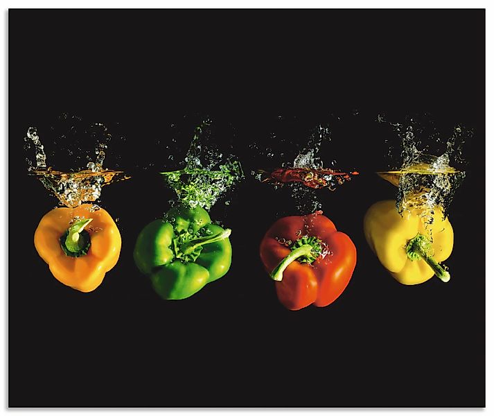 Artland Küchenrückwand "Paprika fallen ins Wasser", (1 tlg.), Alu Spritzsch günstig online kaufen