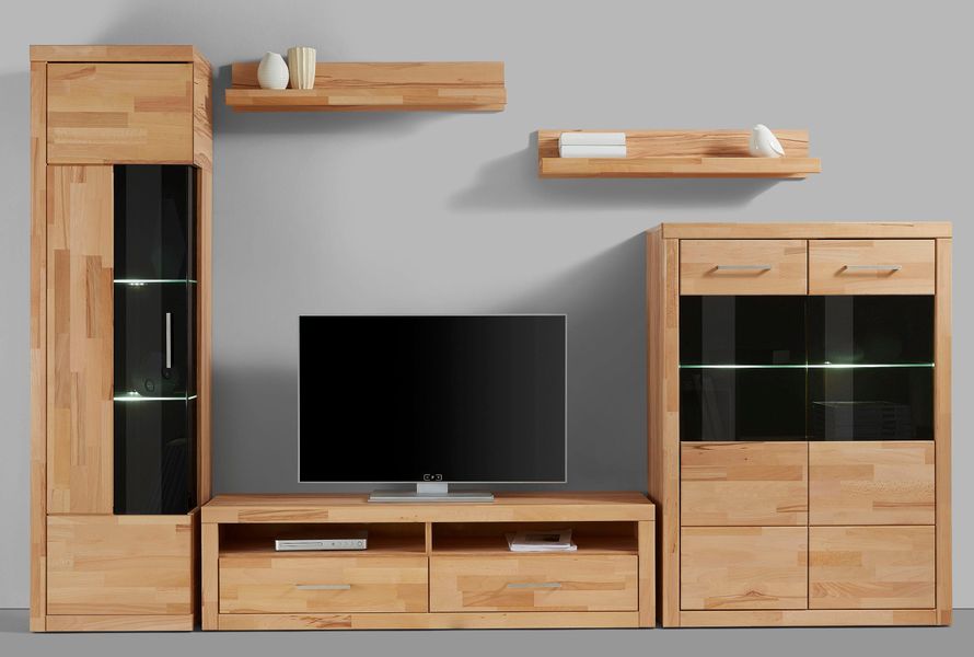 Home affaire Wohnwand "Ribe Wohnwand Set-5 St." Set, 5 Stk. tlg. Glaseinsat günstig online kaufen