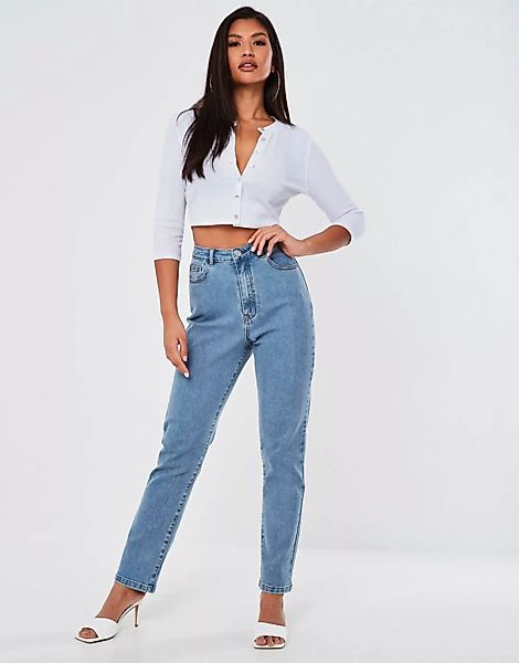 Missguided – Jeans mit geradem Bein in hellblauer Waschung günstig online kaufen