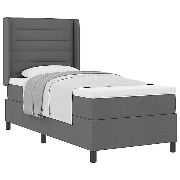 vidaXL Boxspringbett mit Matratze Dunkelgrau 90 x 190 cm Stoff 3341554 günstig online kaufen