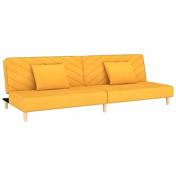 vidaXL Schlafsofa, Sofa 2-Sitzer mit 2 Kissen Gelb Stoff günstig online kaufen