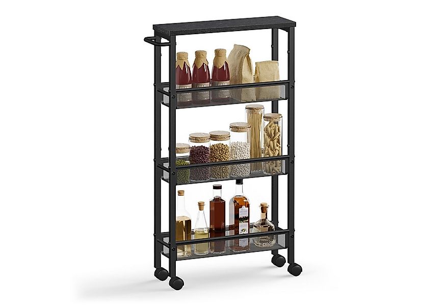 VASAGLE Beistellwagen, Rollwagen 4 Ebenen, Küchenwagen schmal, Nischenregal günstig online kaufen