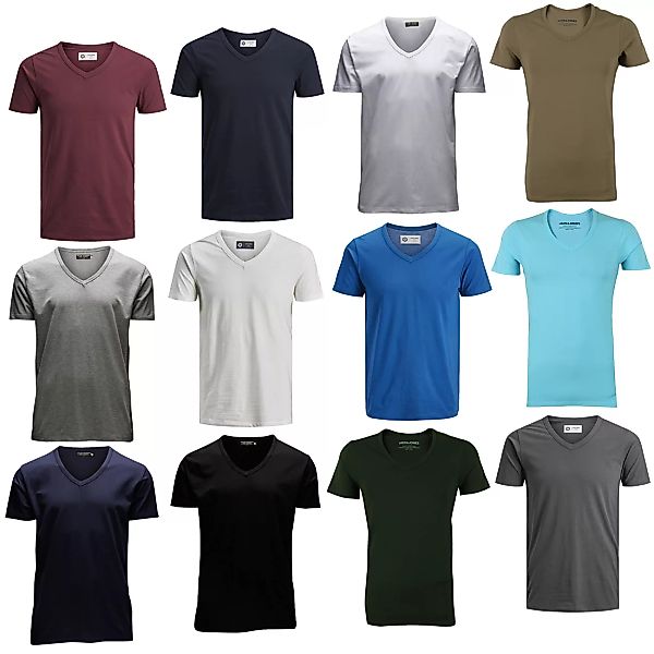 Jack & Jones Herren T-Shirt 4er Pack JJEBASAL - V-Ausschnitt - Slim Fit - B günstig online kaufen