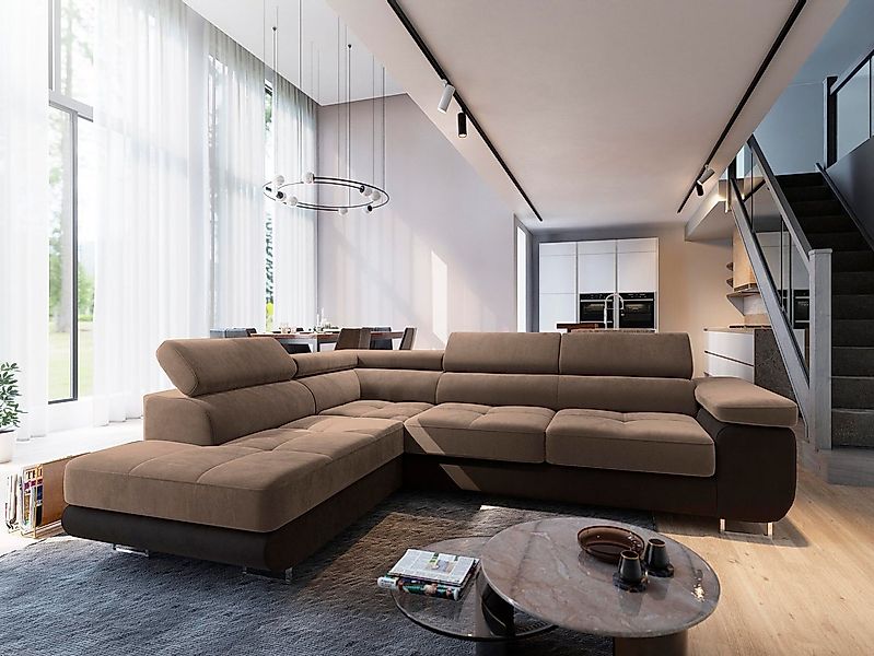 Masseno Ecksofa SELVA mit Schlaffunktion L-Form, Sofa mit Bettkasten günstig online kaufen