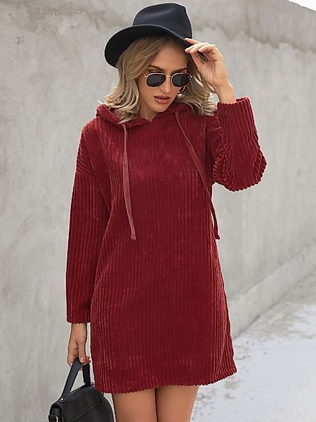 YOINS Hooded Design Cord Lange Ärmel Kleid günstig online kaufen