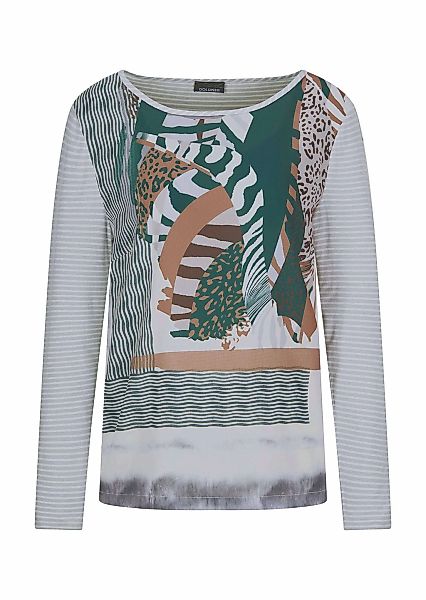 GOLDNER Langarmshirt "Kurzgröße Blusenshirt aus Satin und Viskose-Jersey" günstig online kaufen