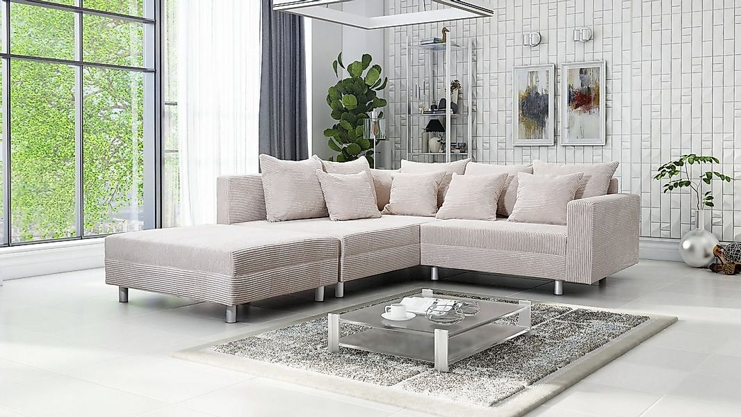 Küchen-Preisbombe Sofa Wohnlandschaft Sofa Couch Ecksofa Eckcouch Cordstoff günstig online kaufen