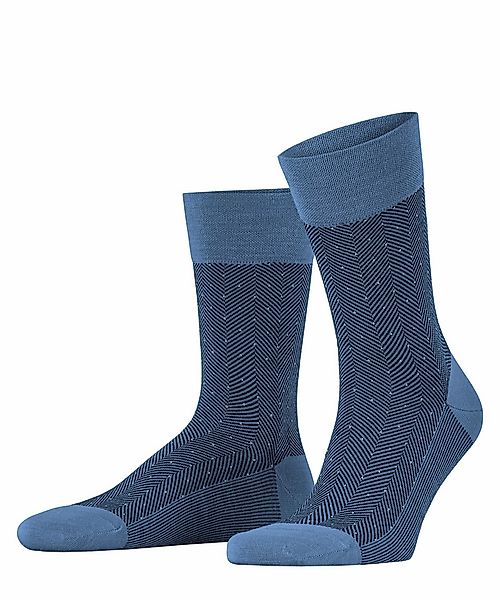 FALKE Sensitive Herringbone Herren Socken, 45-46, Blau, AnderesMuster, Schu günstig online kaufen