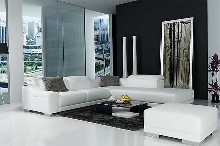 JVmoebel Ecksofa Sofa Couch mit Hocker Polster Garnitur Wohnlandschaft L-Fo günstig online kaufen