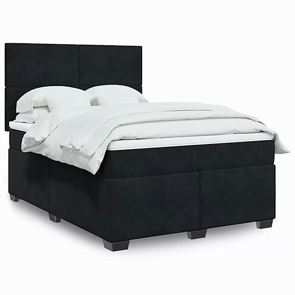 furnicato Bettgestell Boxspringbett mit Matratze Schwarz 140x190 cm Samt günstig online kaufen