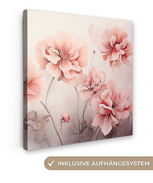 OneMillionCanvasses® Leinwandbild Blumen - Rosa - Kunst - Abstrakt - Aquare günstig online kaufen