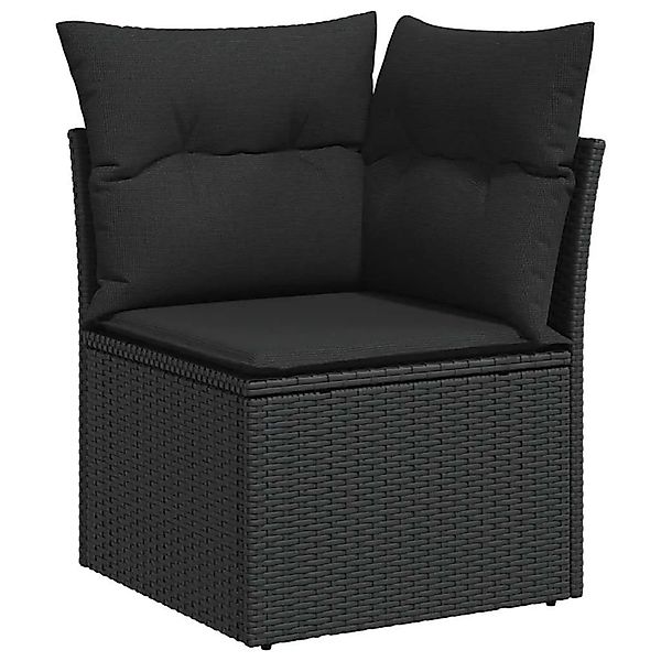 vidaXL Gartensofa-Ecke mit Kissen Schwarz Poly Rattan 365962 günstig online kaufen