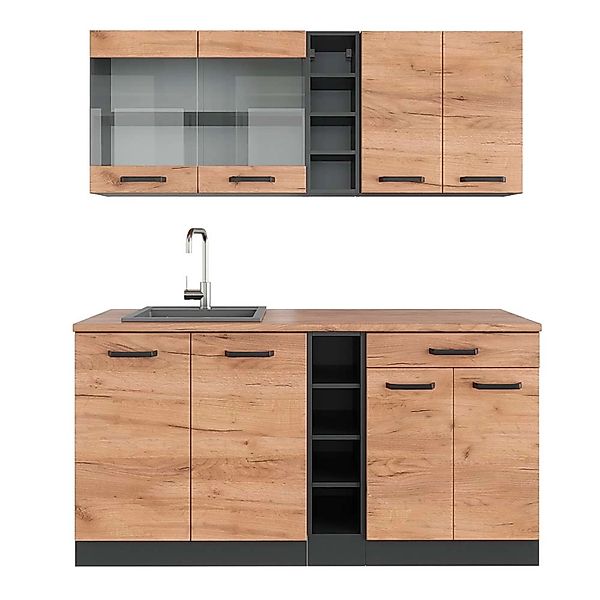 Vicco R-Line Singleküche Goldkraft Eiche/Anthrazit 160 cm AP Eiche ohne E-G günstig online kaufen