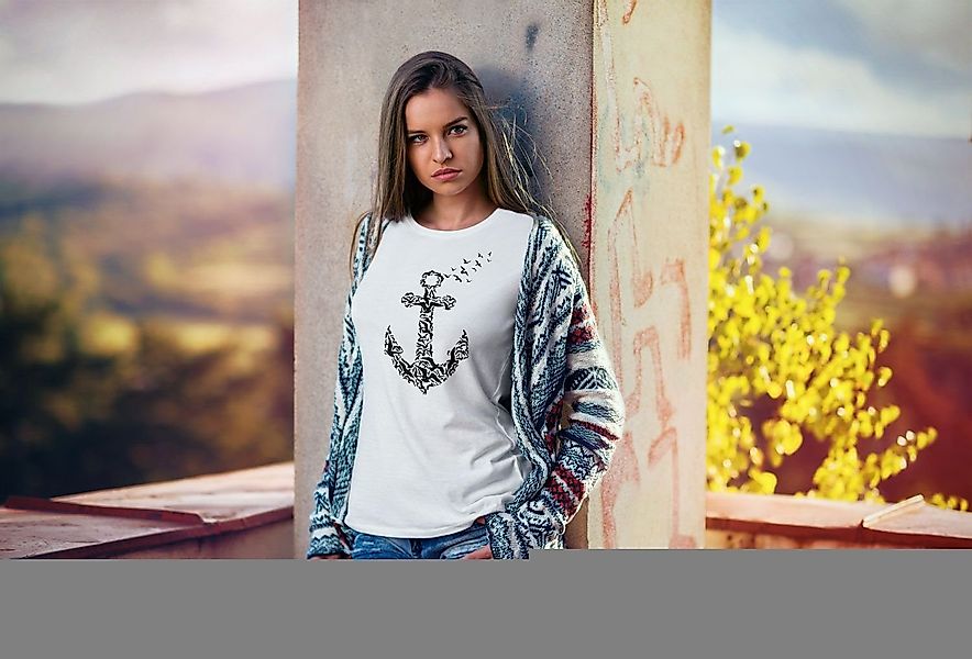 Neverless Print-Shirt Damen T-Shirt Vogel Anker günstig online kaufen